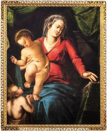 Vierge à l'Enfant et St. Jean Baptiste - Renaissance Italienne fin XVIe siècle